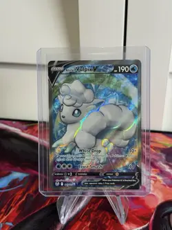 Pokemon TCG Alolan Vulpix v 173/195 Silver Tempest Full Art Ultra Rare Holo Card - Image 1