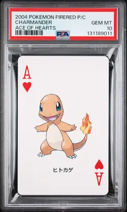 2004 POKEMON FIRERED VERSION PLAYING CARDS ACE OF HEARTS CHARMANDER PSA 10 - Image 1