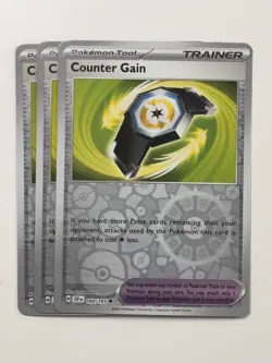 Pokemon TCG x3 Counter Gain Uncommon Reverse Holo SV08: Surging Sparks 169/191 - Image 1