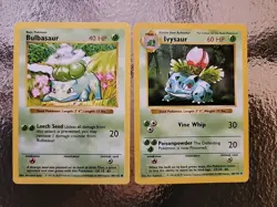 Pokemon TCG Shadowless Bulbasaur 44/102 & Shadowless Ivysaur 30/102 - Image 1