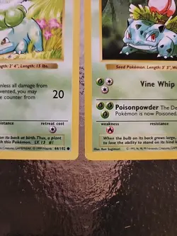 Pokemon TCG Shadowless Bulbasaur 44/102 & Shadowless Ivysaur 30/102 - Image 4