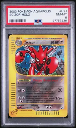 2003 POKEMON AQUAPOLIS H21/H32 SCIZOR-HOLO PSA 8 - Image 1