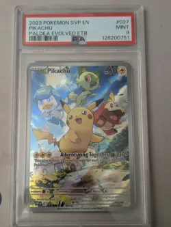 Pikachu Paldea Evolved Etb Pokemon Black Star Promo SVP027 PSA 9 - Image 1
