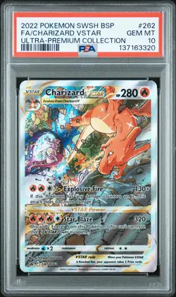 2022 POKEMON SWSH BLACK STAR PROMO #262 FULL ART/CHARIZARD VSTAR PSA 10 - Image 1