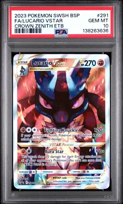 PSA 10 Lucario VStar Full Art #SWSH291 Pokemon Promo ETB Crown Zenith - Image 1
