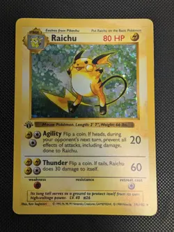 Raichu 1st Edition Holo Base Set Shadowless #14 1999 Pokemon TCG - Image 1