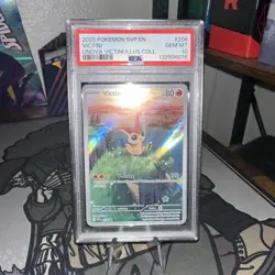 2025 Pokemon SVP Victini Black Star Promo #208 PSA 10 - Image 1