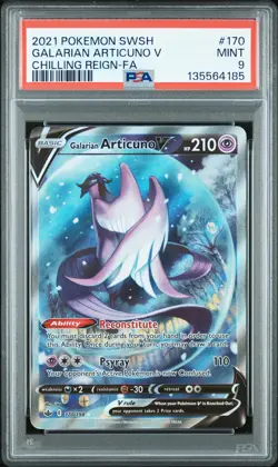 2021 POKEMON SWORD & SHIELD CHILLING REIGN FULL ART/GALARIAN ARTICUNO V PSA 9 - Image 1