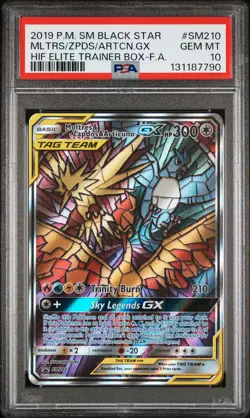 2019 POKEMON SM BLACK STAR PROMO FULL ART/MOLTRES & ZAPDOS & ARTICUNO GX PSA 10 - Image 1