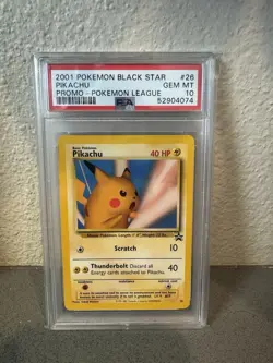 2001 Pokemon PSA 10 Pikachu Black Star Promo- Pokemon League #26 - Image 1