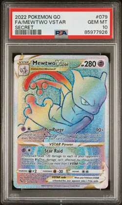 2022 Pokemon Go Full Art FA/Mewtwo VSTAR (Secret) #079/078 PSA 10 - Image 1