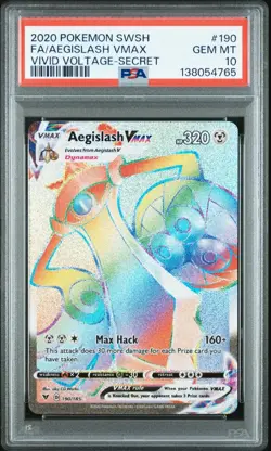 2020 Pokemon Aegislash VMAX Secret Rare 190/185 PSA 10 (Vivid Voltage) - Image 1
