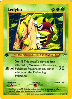 Pokemon TCG Ledyba 71/105 Neo Destiny 1st Edition Common VLP - Image 1