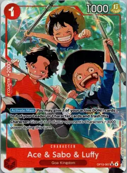 Ace & Sabo & Luffy Alt Art OP13-007 Carrying On His Will One Piece TCG - Image 1