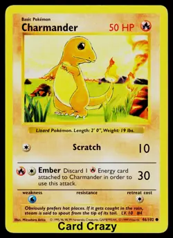 Charmander 046/102 - Base Set (Shadowless) Pokemon Card [Light Play] - Image 1