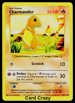 Charmander 046/102 - Base Set (Shadowless) Pokemon Card [Light Play] - Image 1