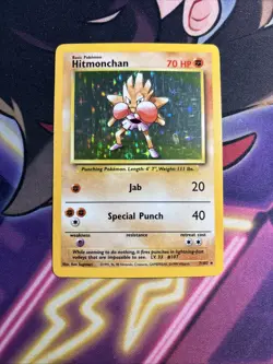Hitmonchan Base Set 7/102 Holo Unlimited Holo Rare Pokemon Card TCG LP/MP - Image 1