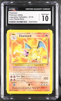 Pokemon Charizard Legendary Collection NON Holo Rare 3/110 CGC 10 (POP 2) - Image 1