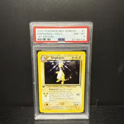 PSA NM-MT 8- AMPHAROS #1 HOLO- 1ST EDITION- 2000 Pokemon NEO Genesis- English - Image 1