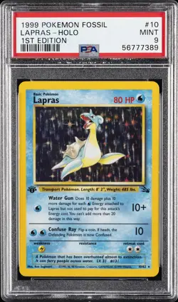 1999 POKEMON FOSSIL 1ST ED #10 LAPRAS-HOLO PSA 9 - Image 1