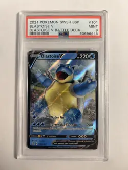 2021 POKEMON SWSH BLACK STAR PROMO BLASTOISE V BATTLE DECK BLASTOISE V PSA 9 - Image 3