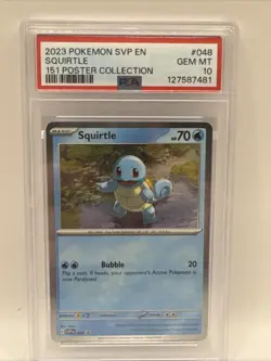 2023 POKEMON SVP EN-SV BLACK STAR PROMO 151 POSTER COLL #048 SQUIRTLE PSA 10 - Image 1