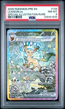 2025 POKEMON PRE EN-PRISMATIC EVOLUTIONS #144 LEAFEON EX PSA 8 - Image 1
