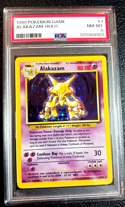1999 ALAKAZAM-HOLO PSA 8 NM-MT 01/102 Vintage Base Set Pokemon (New Cert) - Image 3