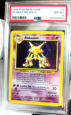 1999 ALAKAZAM-HOLO PSA 8 NM-MT 01/102 Vintage Base Set Pokemon (New Cert) - Image 5
