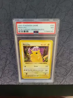 Pokemon: Pikachu Shadowless Yellow Cheeks #58/102 Base Set 1999 - PSA 7 - E90 - Image 4