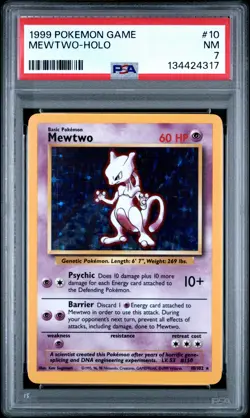 1999 POKEMON GAME #10 MEWTWO-HOLO PSA 7 - Image 1