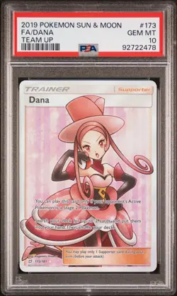 2019 POKEMON SUN & MOON TEAM UP #173 FULL ART/DANA PSA 10 - Image 1