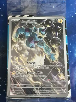 Pokemon Center Exclusive Thundurus Scarlet & Violet Promo Holo Sealed PC Stamp - Image 1
