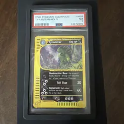 2003 Pokemon Aquapolis #H28 Tyrants-Holo PSA 7 With Black Guard - Image 1
