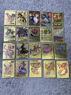 Set of 20 Cards Charizard,Blastoise,Mewtwo&More Gold Foil Fan Art Cards - Image 1