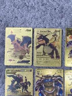 Set of 20 Cards Charizard,Blastoise,Mewtwo&More Gold Foil Fan Art Cards - Image 2