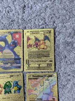 Set of 20 Cards Charizard,Blastoise,Mewtwo&More Gold Foil Fan Art Cards - Image 4