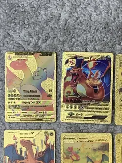 Set of 15 Charizard V, VMax, GX &More Gold Foil Fan Art Cards - Image 2