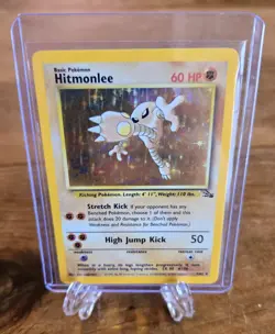 Hitmonlee 7/62 Fossil Pokemon Card Holo WOTC TCG NM - Image 1