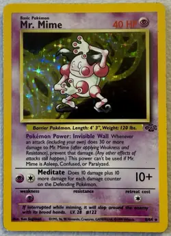 Pokemon TCG Mr. Mime Jungle Holo Card 6/64 Unlimited Rare MP Condition - Image 1