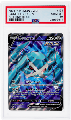 2021 Pokemon Sword and Shield Chilling Reign Metagross V #181 PSA 10 - Image 1
