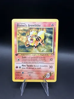 Blaine's Growlithe 035/132 Normal 1st Edition MP Gym Heroes Pokemon - Image 1