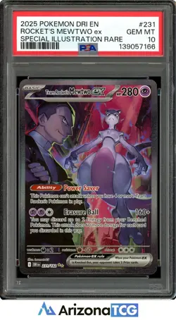 Pokemon 2025 Team Rocket's Mewtwo ex 231/182 SIR Destined Rivals GEM MINT PSA 10 - Image 1