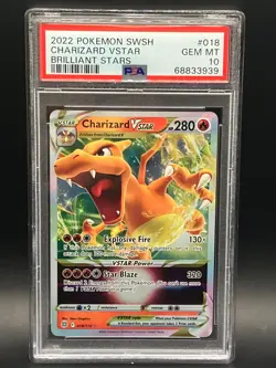 2022 Pokemon SWSH Charizard Vstar Brilliant Stars #018 PSA 10 GEM MINT - Image 1