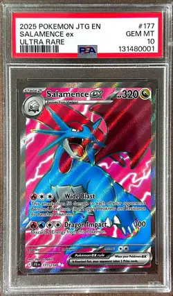 2025 POKEMON JTG EN-JOURNEY TOGETHER ULTRA RARE #177 SALAMENCE EX PSA 10 - Image 1