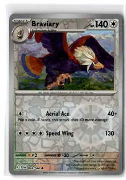 2025 Scarlet and Violet Series - Black Bolt Braviary #78 Uncommon Reverse Holo - Image 1
