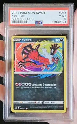 Pokemon Yveltal Sword & Shield Shining Fates 046 Amazing Rare! Holo PSA 9 MINT. - Image 1