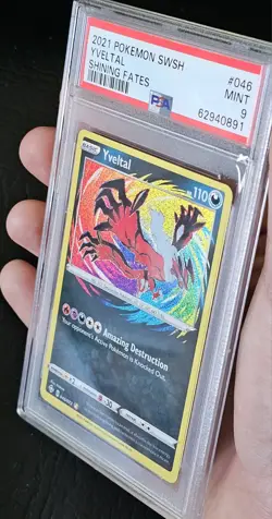Pokemon Yveltal Sword & Shield Shining Fates 046 Amazing Rare! Holo PSA 9 MINT. - Image 3
