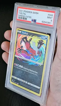 Pokemon Yveltal Sword & Shield Shining Fates 046 Amazing Rare! Holo PSA 9 MINT. - Image 4