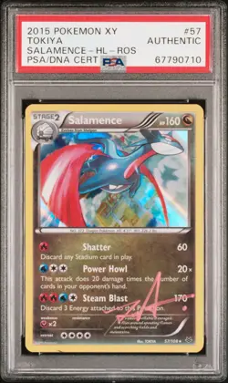 2015 XY Roaring Skies Pokemon Salamence #57 Autographed / Signed PSA Authentic - Image 1